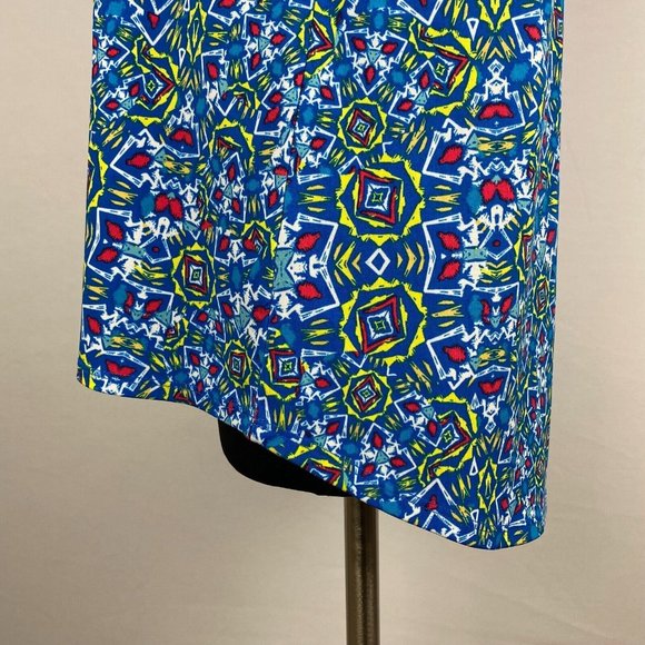 LuLaRoe Classic T S Multicolor Blue Yellow Red White Patterned Top - Picture 5 of 7